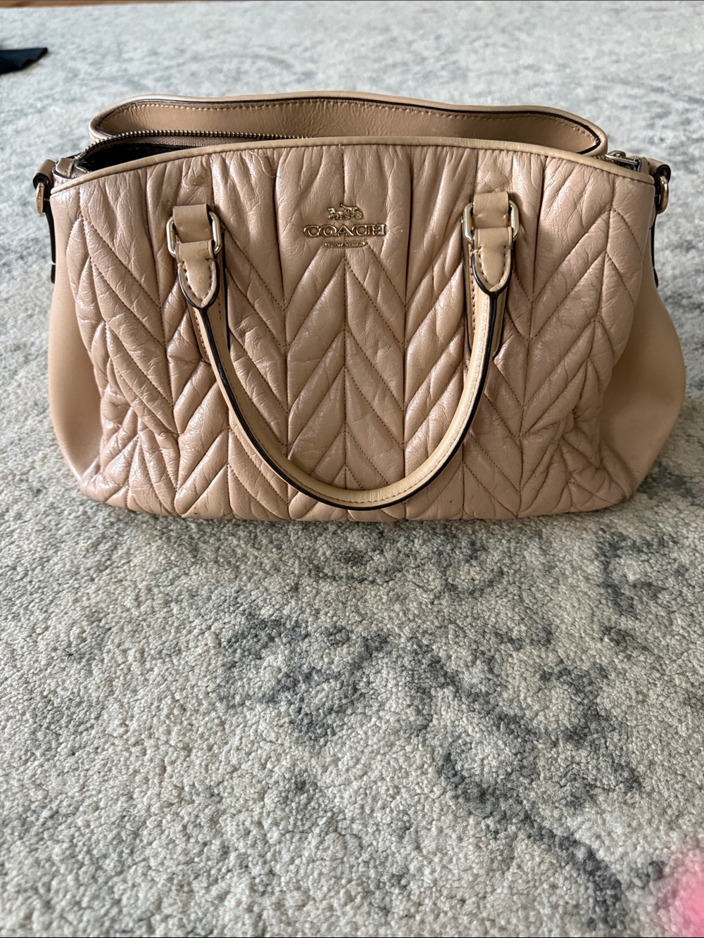 Coach Quilted Satchel in Nude Blush Pink